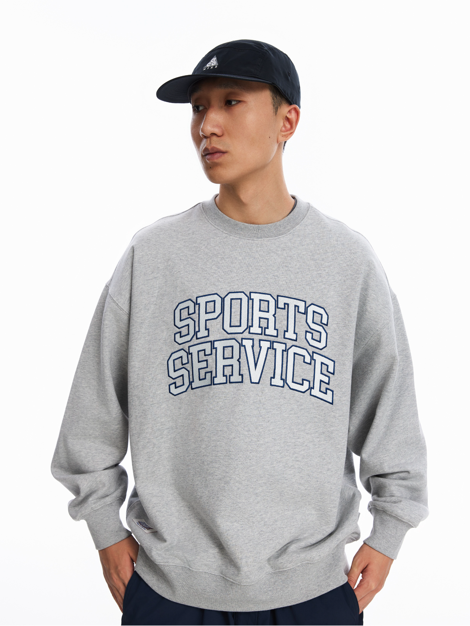 Sports Embroidered Crew Neck Sweatshirt