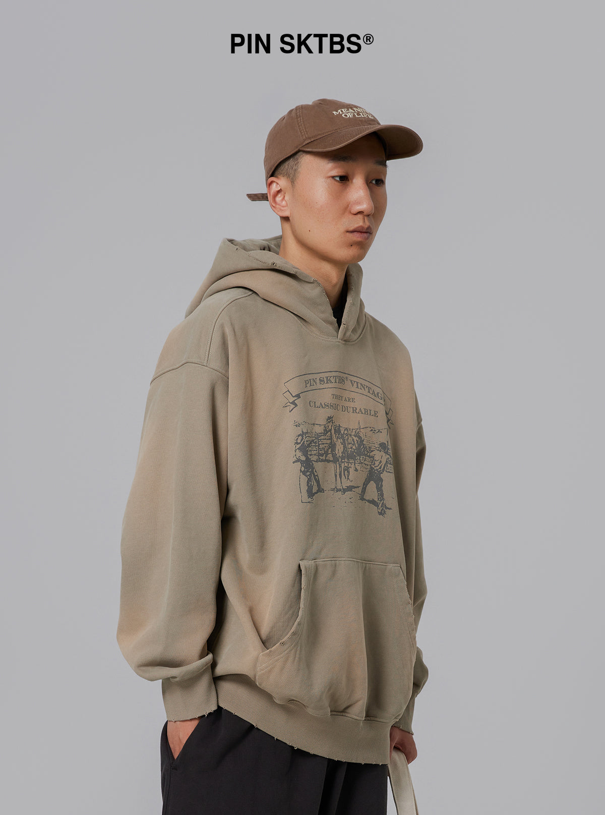 24AW Washed Print Hooded Sweatshirt