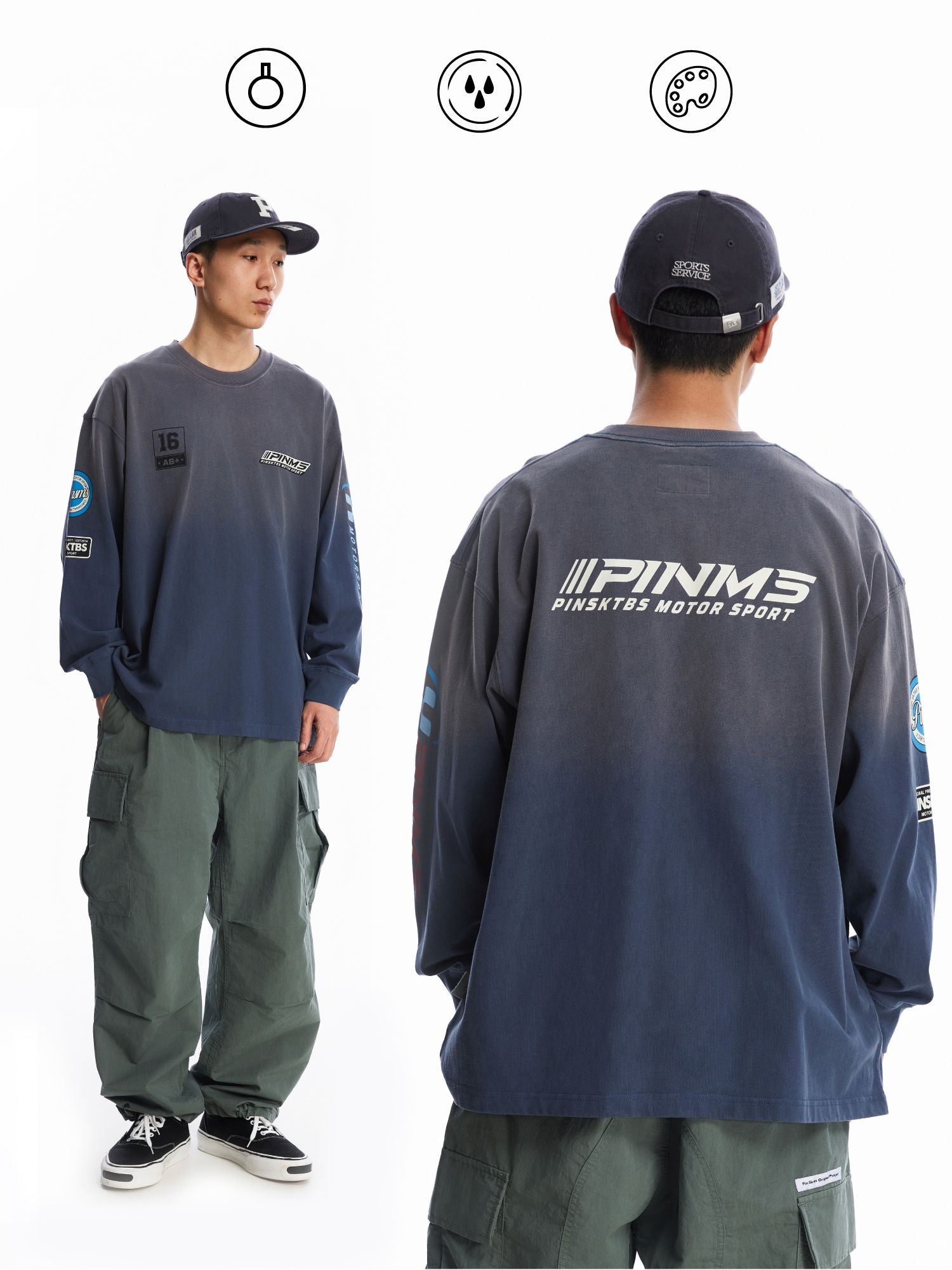 Washed Racing Print Long Sleeves