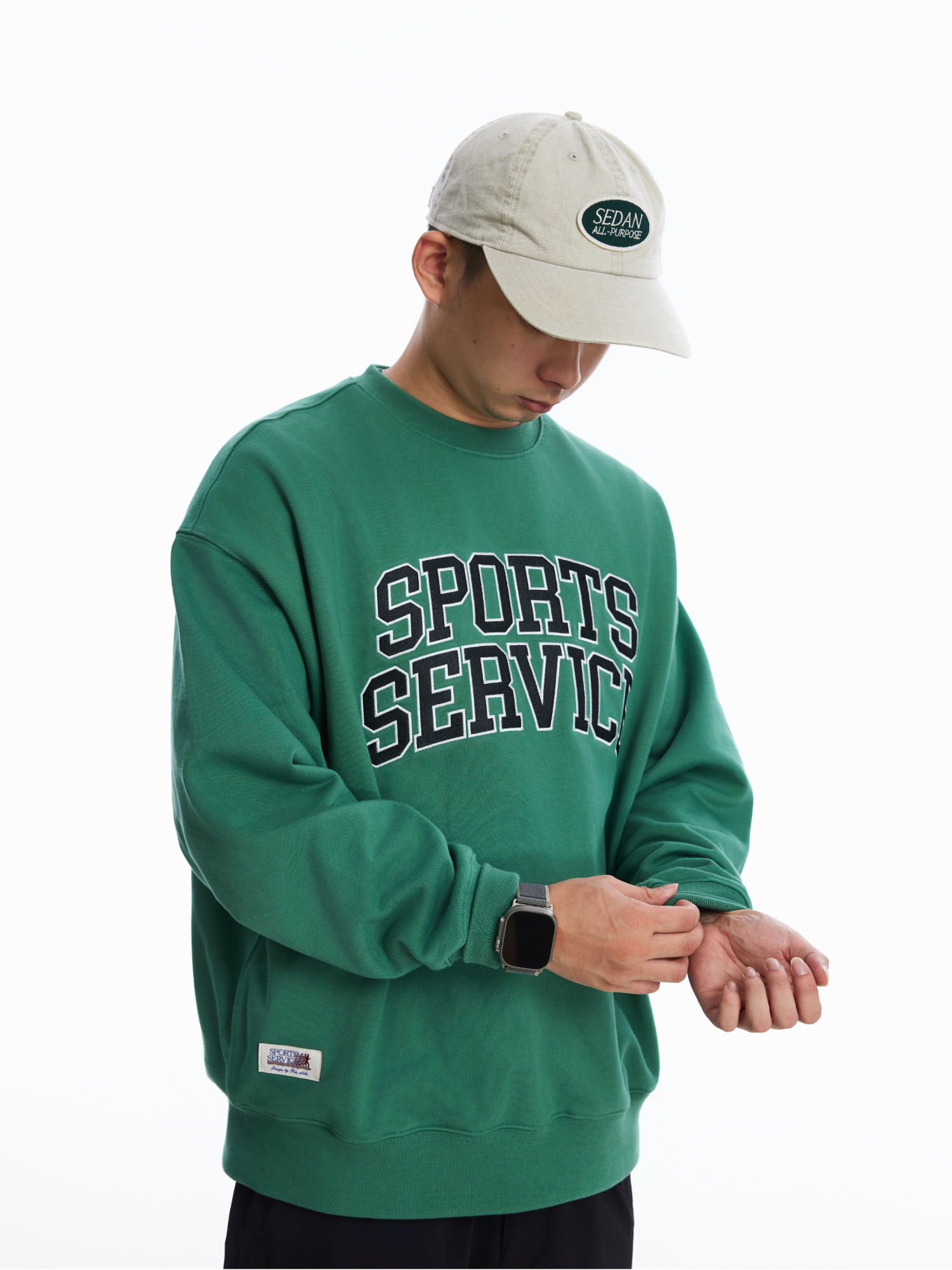 Sports Embroidered Crew Neck Sweatshirt