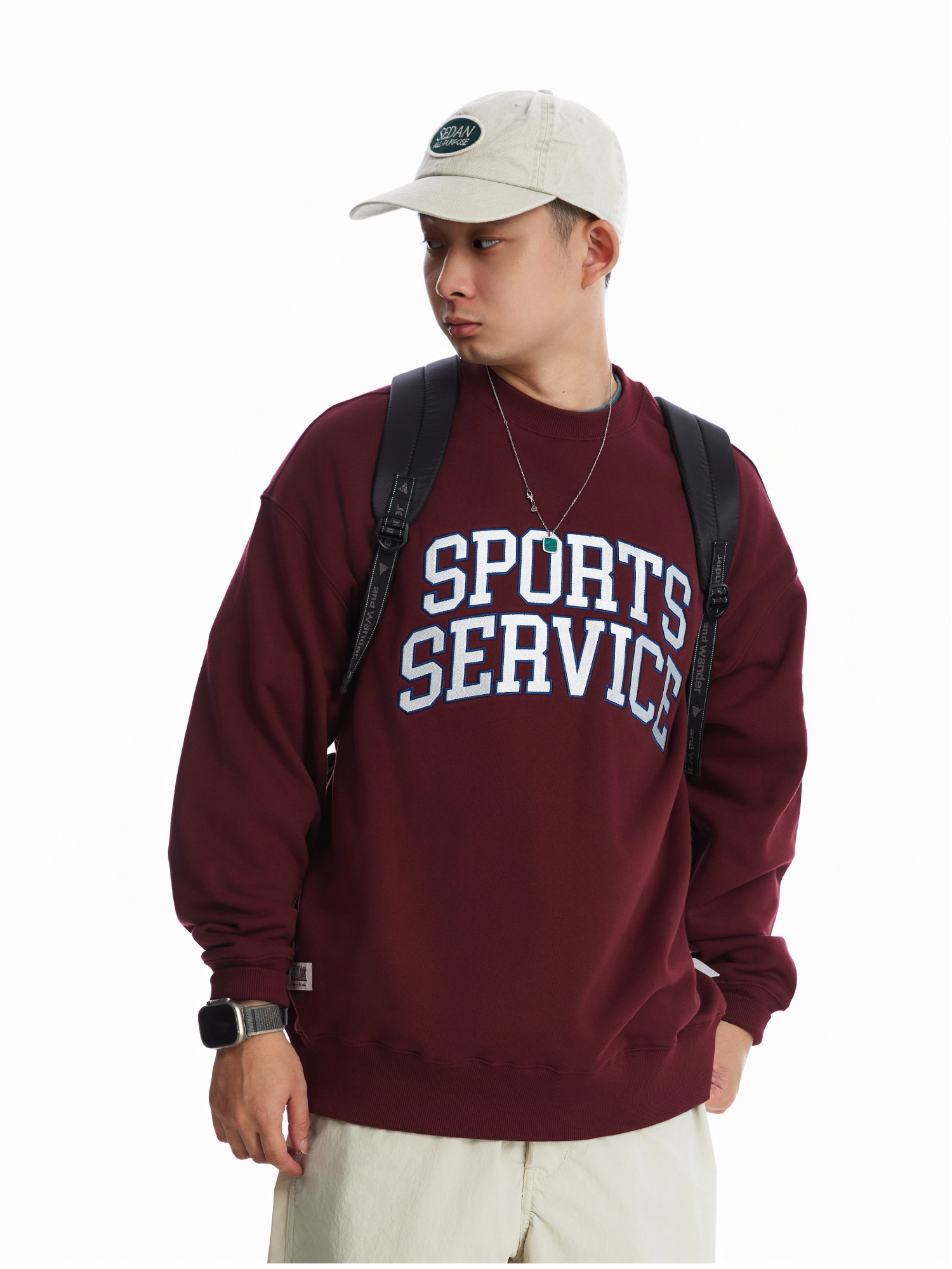 Sports Embroidered Crew Neck Sweatshirt