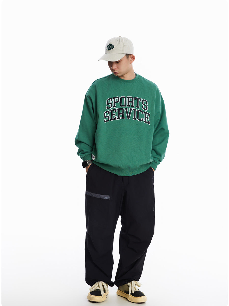 Sports Embroidered Crew Neck Sweatshirt